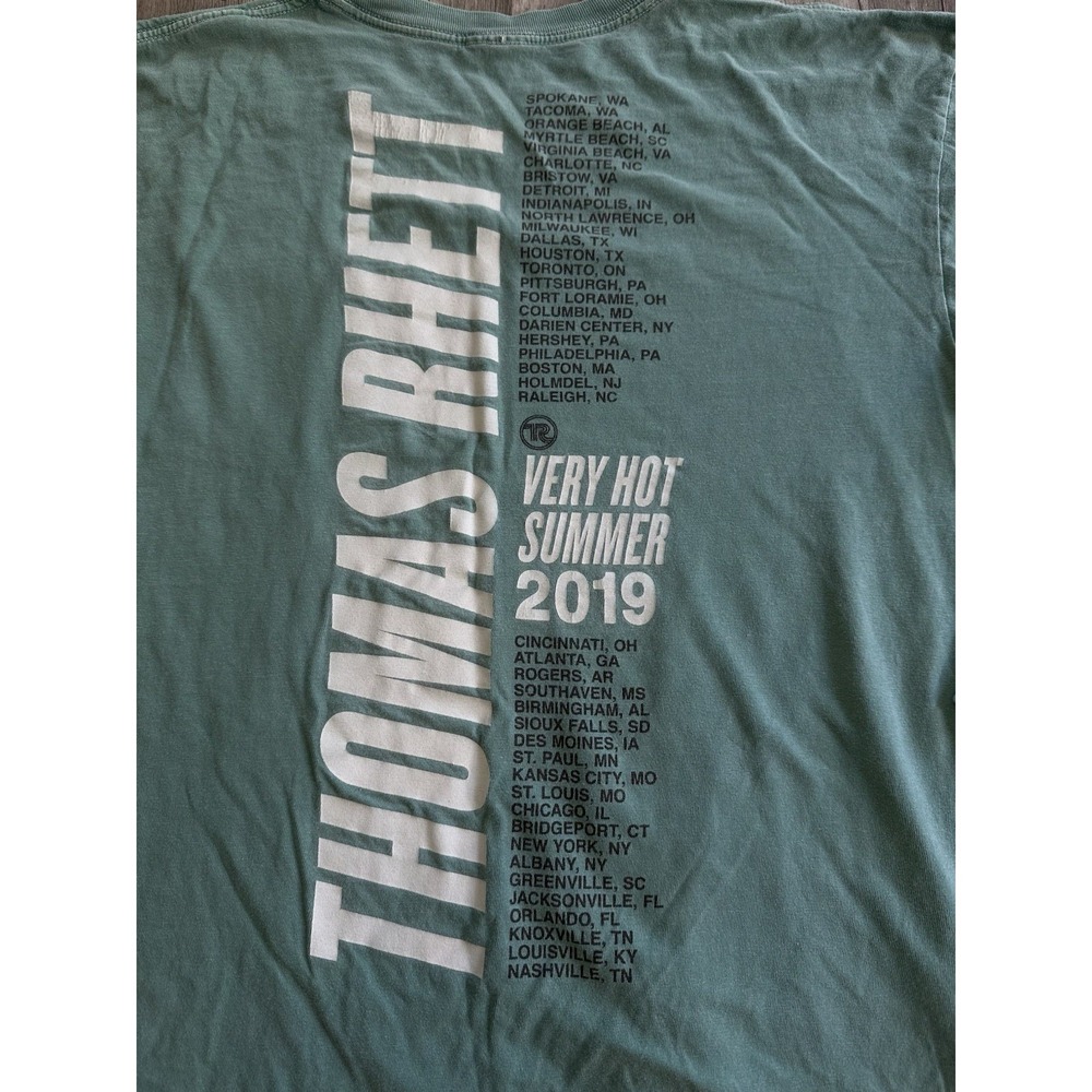 VHS TR-19 Thomas Rhett Long Sleeve Pocket T Shirt Mens Large Green Tour Tee - Picture 9 of 9